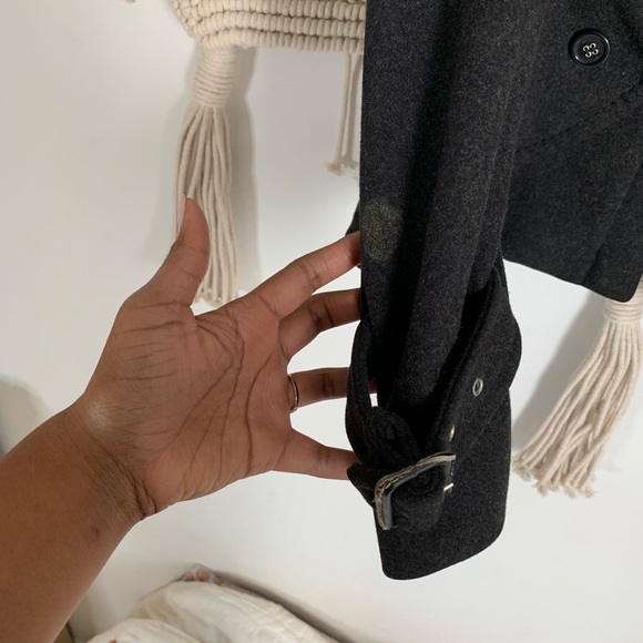 BCBG Charcoal Wool Ruffle Coat - Picture 6 of 8